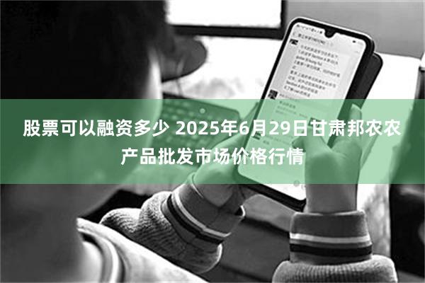 股票可以融资多少 2025年6月29日甘肃邦农农产品批发市场价格行情