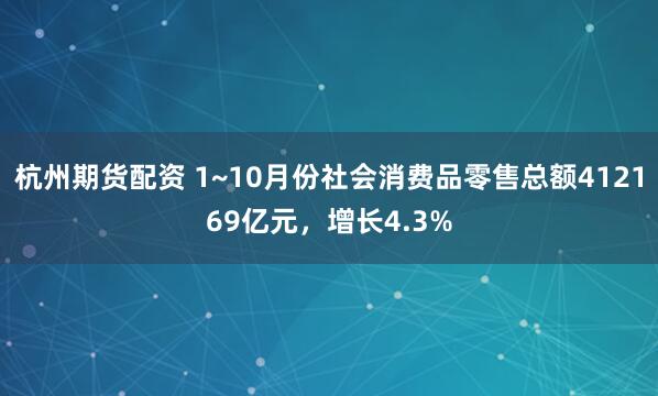 杭州期货配资 1~10月份社会消费品零售总额412169亿元,增长4.3%