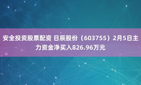 安全投资股票配资 日辰股份（603755）2月5日主力资金净买入826.96万元