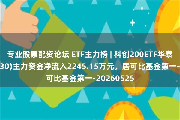 专业股票配资论坛 ETF主力榜 | 科创200ETF华泰柏瑞(588230)主力资金净流入2245.15万元，居可比基金第一-20260525