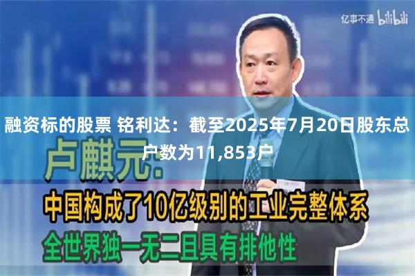 融资标的股票 铭利达：截至2025年7月20日股东总户数为11,853户